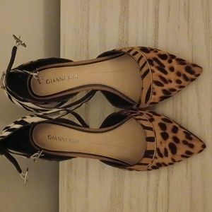 Gianni Bini Zebra/Leopard print calfskin pumps
